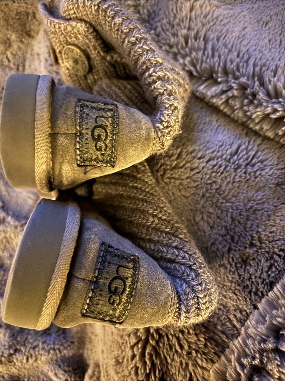 UGG Knit Cuff Suede Booties in Gray